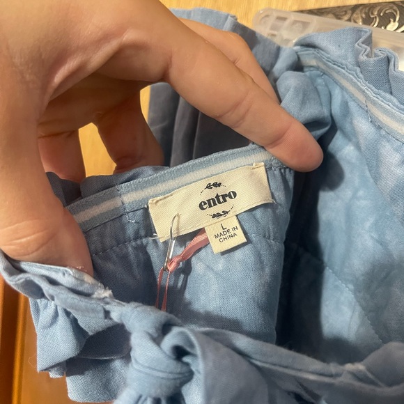 Strapless Blue Crop Jumpsuit - Picture 3 of 3